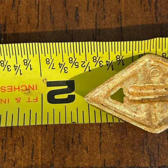 Vintage Anne Klein Earrings Brushed Gold-Tone, Diamond Shape Pierced Statement - Picture 13 of 13